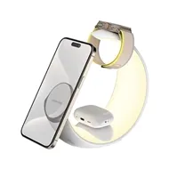 شارژر وایرلس و چراغ مهتابی 4 کاره گرین لاین Green Lion Moon Charge 4 in 1 Wireless Charger GNMONCHSWH