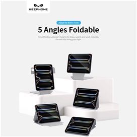 قاب آیپد برند کی فون مدل Keephone Bellen 5Viewing Modes Anti-scratch Eco-Leather مناسب برای Ipad pro 13 (2024-2025)