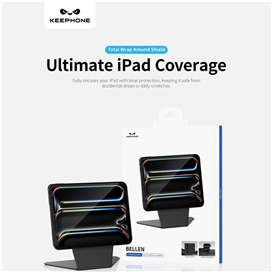 قاب آیپد برند کی فون مدل Keephone Bellen 5Viewing Modes Anti-scratch Eco-Leather مناسب برای (Ipad air 13 (2024-2025) 12.9pro (2018-2020-2021-2022