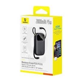 پاوربانک 45 وات 20000 با کابل متصل بیسوس Baseus Qpow 3 Enerfill FC31 Power Bank PPQD3-2045L
