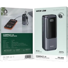 پاوربانک 22.5 وات 10000 گرین لاین Green Lion Compact 10 Power Bank GNCOP10KPBGY