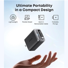 اداپتور 35 وات انکر مدل Anker Nano Charger (35W, Built-In Retractable USB-C Cable) A2658