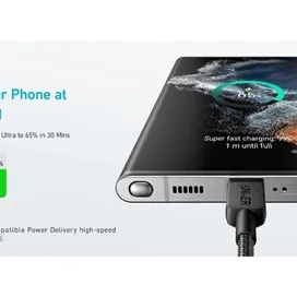 کابل شارژ 60 وات 0.9 متری USB-C به USB-C انکر مدل Anker 322 USB-C to USB-C Cable (Braided, 3ft, 60W) A81f5H11