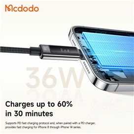 کابل شارژ تایپ سی به لایتینینگ 36W مک دودو Mcdodo Cab Vision 36W 1.2m CA-8880