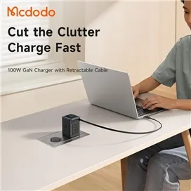آداپتور شارژ 4 پورت 100W مکدودو با کابل جمع شونده Mcdodo GaN Charger 100W ch-847