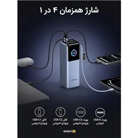 پاور بانک هوشمند 200 واتی با کابل جمع شونده و 4 پورت یوگرین | Ugreen Nexode Pro 25000mAh