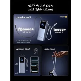 پاور بانک هوشمند 200 واتی با کابل جمع شونده و 4 پورت یوگرین | Ugreen Nexode Pro 25000mAh