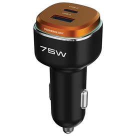 شارژر فندکی پاورولوژی Powerology 75W Dual-Port High Power-Port Car Charger