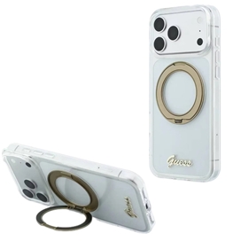 قا برند گس مدل Guess MagSafe IML Hard with Ring Stand & Script Metal Logo مناسب برای Apple iPhone 17 Pro Max