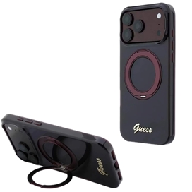 قا برند گس مدل Guess MagSafe IML Hard with Ring Stand & Script Metal Logo مناسب برای Apple iPhone 17 Pro Max