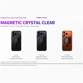 قاب برند نیمی شفاف دودی مدل Nimmy Magnetic Crystal Clear آیفون مناسب برای Apple iPhone 18 Pro