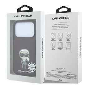 قاب برند کارل لاگرفلد مدل Karl Lagerfel Smooth PU Ikonik Sketch Hard Cover مناسب برای Apple iPhone 18 Pro
