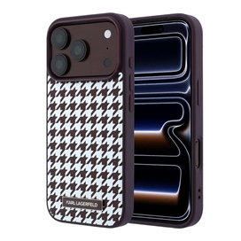 قاب برند کارل لاگرفلد مدل Karl Lagerfel Smooth PU Magsafe Houndstooth With Resin Logo مناسب برای Apple iPhone 18 Pro Max