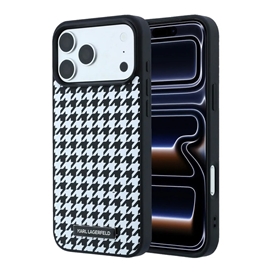 قاب برند کارل لاگرفلد مدل Karl Lagerfel Smooth PU Magsafe Houndstooth With Resin Logo مناسب برای Apple iPhone 18 Pro Max
