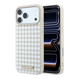 قاب برند کارل لاگرفلد مدل Karl Lagerfel Smooth PU Magsafe Houndstooth With Resin Logo مناسب برای Apple iPhone 18 Pro Max