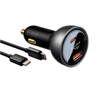 شارژر فندکی 140 وات بیسوس با کابل Baseus Digital Display fast car charger 140W CGZX070001