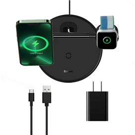 شارژر بی‌سیم مگنتی و پایه نگهدارنده موبایل 3در1 بیسوس Baseus Wireless Charger Holder Swan 20W WXTE000101