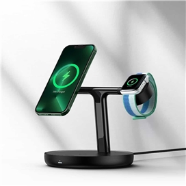 شارژر بی‌سیم مگنتی و پایه نگهدارنده موبایل 3در1 بیسوس Baseus Wireless Charger Holder Swan 20W WXTE000101