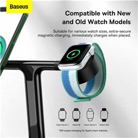 شارژر بی‌سیم مگنتی و پایه نگهدارنده موبایل 3در1 بیسوس Baseus Wireless Charger Holder Swan 20W WXTE000101