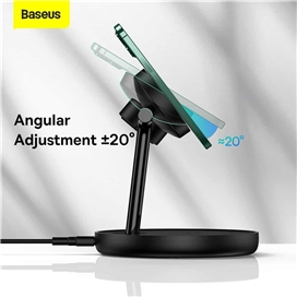 شارژر بی‌سیم مگنتی و پایه نگهدارنده موبایل 3در1 بیسوس Baseus Wireless Charger Holder Swan 20W WXTE000101