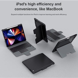 کیف کلاسوری کیبورد دار نیلکین مدل Bumper Combo Keyboard مناسب برای تبلت اپل iPad Air (2022) Air 5 iPad Air 10.9 (2020) iPad Air 4