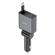 شارژر فندکی 75 وات با کابل جمع شونده گرین لاین Green Lion Retractable Car Charger GNRT75WCCGY