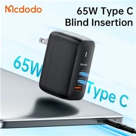 شارژر آداپتور دیواری 3 پورت 65 وات مک دودو مدل MCDODO CH-8442 GAN به همراه کابل 2 متری