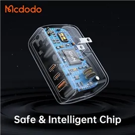 شارژر آداپتور دیواری 3 پورت 65 وات مک دودو مدل MCDODO CH-8442 GAN به همراه کابل 2 متری
