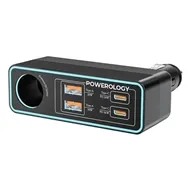 شارژر فندکی 5 پورت 125 وات پاورولوژی Powerology Brio Multi-Port Car Charger PWDA58BK