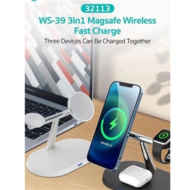 شارژر وایرلس 3 کاره کوتسی Coteci 3in1 Magsafe Stand Wireless Charger 32113