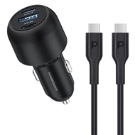 شارژر فندکی 130 وات با کابل همراه پاورولوژی Powerology Ultra-Quick Car Charger PCCSR007-C