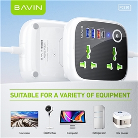 چند راهی برق و شارژر باوین Bavin PC830 دارای 4 پورت