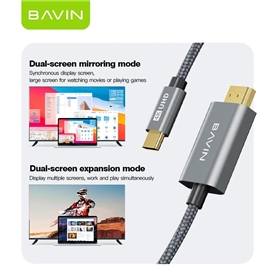 کابل HDMI به Type C باوین Bavin HDMI-12 طول 2 متر