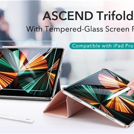 ست کاور و گلس آیپد 12.9 اینچی برند ESR مدل ESR iPad Pro 12.9 (2022/2021/2020) Ascend Trifolِ with Tempered Glass