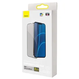 پک 2تایی گلس حریم شخصی تمام صفحه آیفون Apple iPhone 13 Mini Baseus Crack Resistant SGQP020301