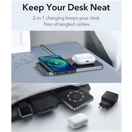 شارژر بیسیم رومیزی ESR 2-in-1 Magnetic Wireless Charger (HaloLock)