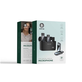 میکروفون بی سیم تایپ سی گرین لاین Green Lion 2 in 1 Digital Display Microphone دارای 2 فرستنده