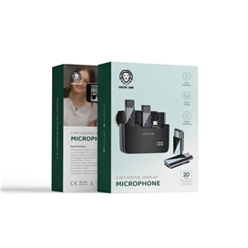 میکروفون بی سیم لایتنینگ گرین لاین Green Lion 2 in 1 Digital Display Microphone دارای 2 فرستنده