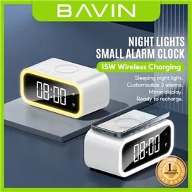 ساعت رومیزی هوشمند و شارژر وایرلس باوین Bavin PC1065S Wireless Charging Clock