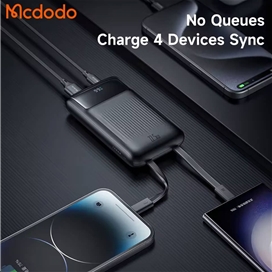 پاوربانک 10000 با کابل 22.5 وات مک دودو دارای کابل متصل تایپ سی و لایتنینگ Mcdodo Built in Cables Power Bank MC-024