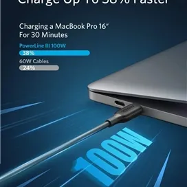 کابل فست شارژ 100 وات انکر PowerLine III USB-C to USB-C طول 180 سانتی متر مدل A8856
