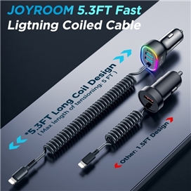 شارژر فندکی فست شارژ جویروم Joyroom JR-CL20 توان 57 وات کابل متصل Lightning