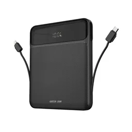 پاوربانک 20000 گرین لاین Green Lion Ultra Thin GNULTHIN20BK توان 120 وات همراه با کابل متصل