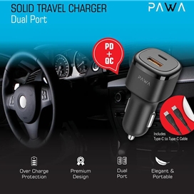 شارژر فندکی 48 وات پاوا مدل Solid CarCharger به همراه کابل USB-C