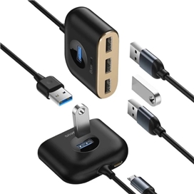 هاب USB چهار پورت بیسوس Baseus Square Round USB 3.0 Hub CAHUB-AY01