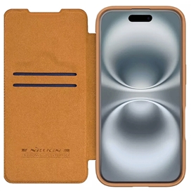 کیف چرمی نیلکین آیفون Apple iPhone 16 Pro Max Nillkin Qin Prop Leather Case دارای محافظ دوربین