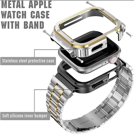 بند و گارد استیل لاکچری MioHHR Stainless Steel Band & Case Apple Watch 45mm