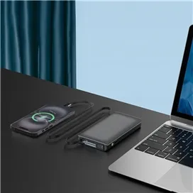 پاوربانک 22 وات 10000 با کابل تایپ سی جمع شونده پاورولوژی Powerology Power Bank PPBCHA71