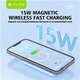 پاوربانک وایرلس 10000 مگنتی باوین Bavin PC1086 توان 15 وات