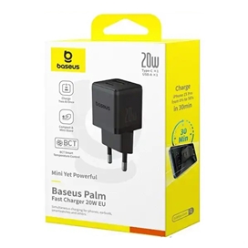 آداپتور شارژ دیواری 20 وات دو پورت بیسوس BASEUS Palm USB+Type-C Dual Port CCZC20UE